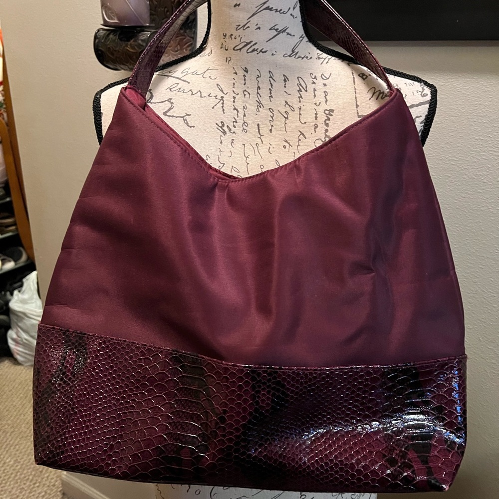 Maroon faux Snake Purse